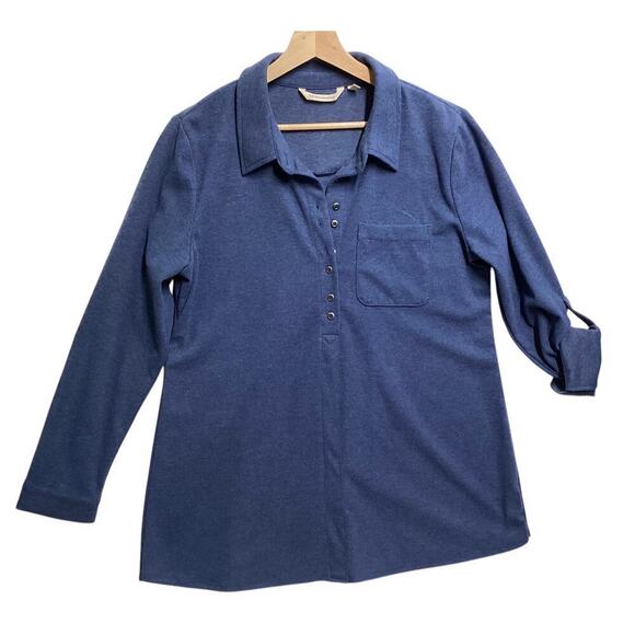 Soft sorrounding easy tunic long sleeve top sz L blue heather - Picture 3 of 6